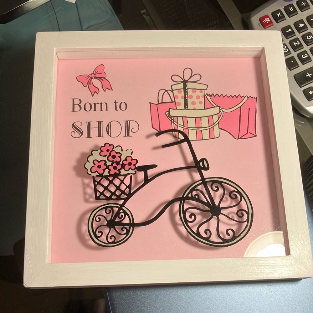 Born To Shop Framed in White Art by Holly Lobby